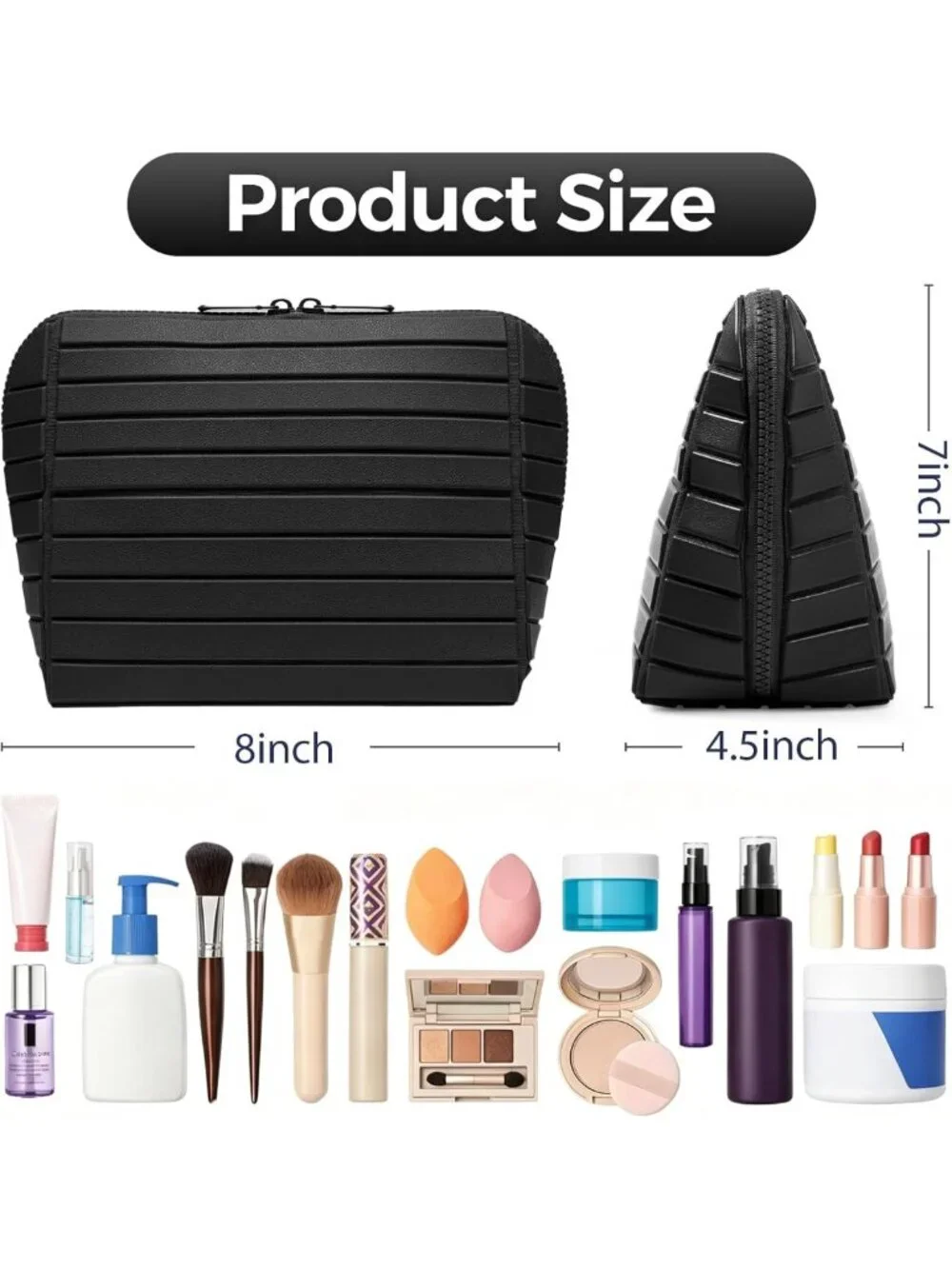 Large Capacity Travel Makeup Organizer Bag - Fold-Down Design, 27 Pockets